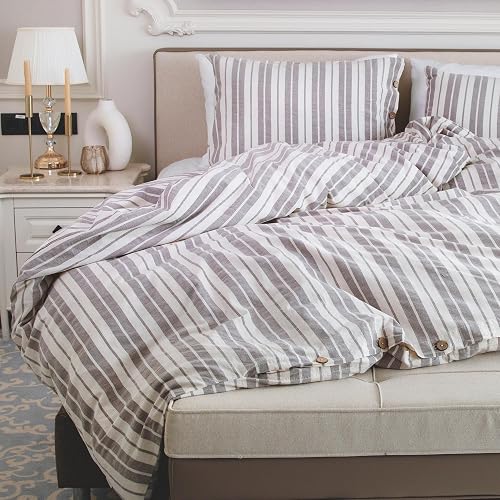 Lavien Home, 100% Natural Cotton Duvet Cover Set Queen Size,