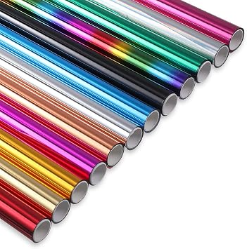 12 Pcs Foil Transfer Sheets, 5.9inx4.26ft Heat Activated Foil Heat Transfer Foil Hot Foil Paper Rolls for DIY Craft Embossing Scrapbooking Stamping Cardstock Cards Making 12 Colors