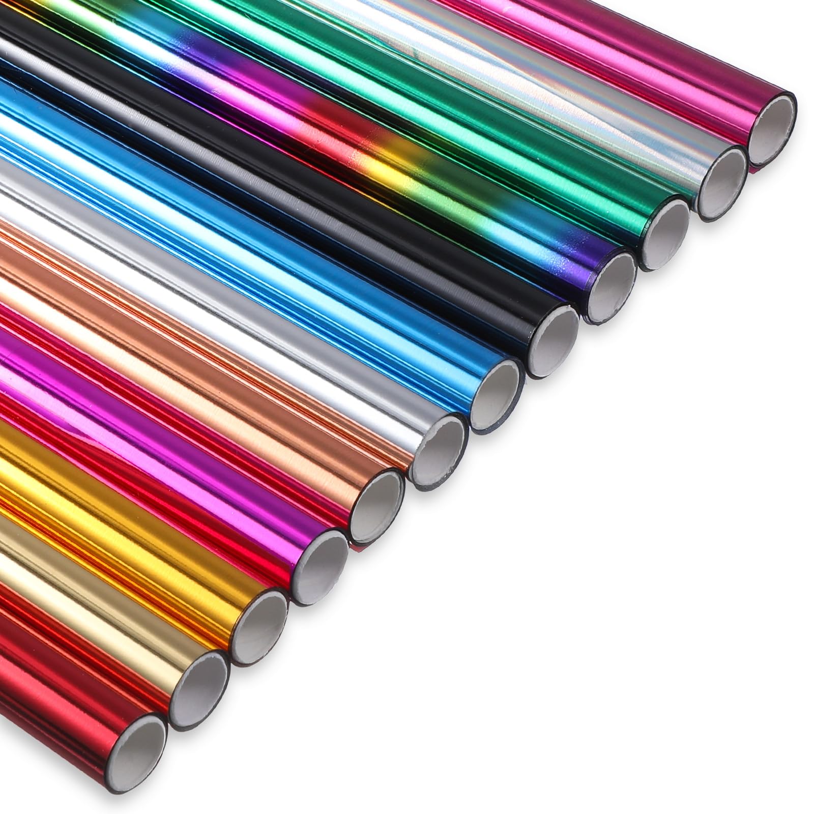 PEOVLVN 12 Pcs Foil Transfer Sheets, 5.9inx4.26ft Heat Activated Foil Heat Transfer Foil Hot Foil Paper Rolls for DIY Craft Embossing Scrapbooking Stamping Cardstock Cards Making (12 Colors)
