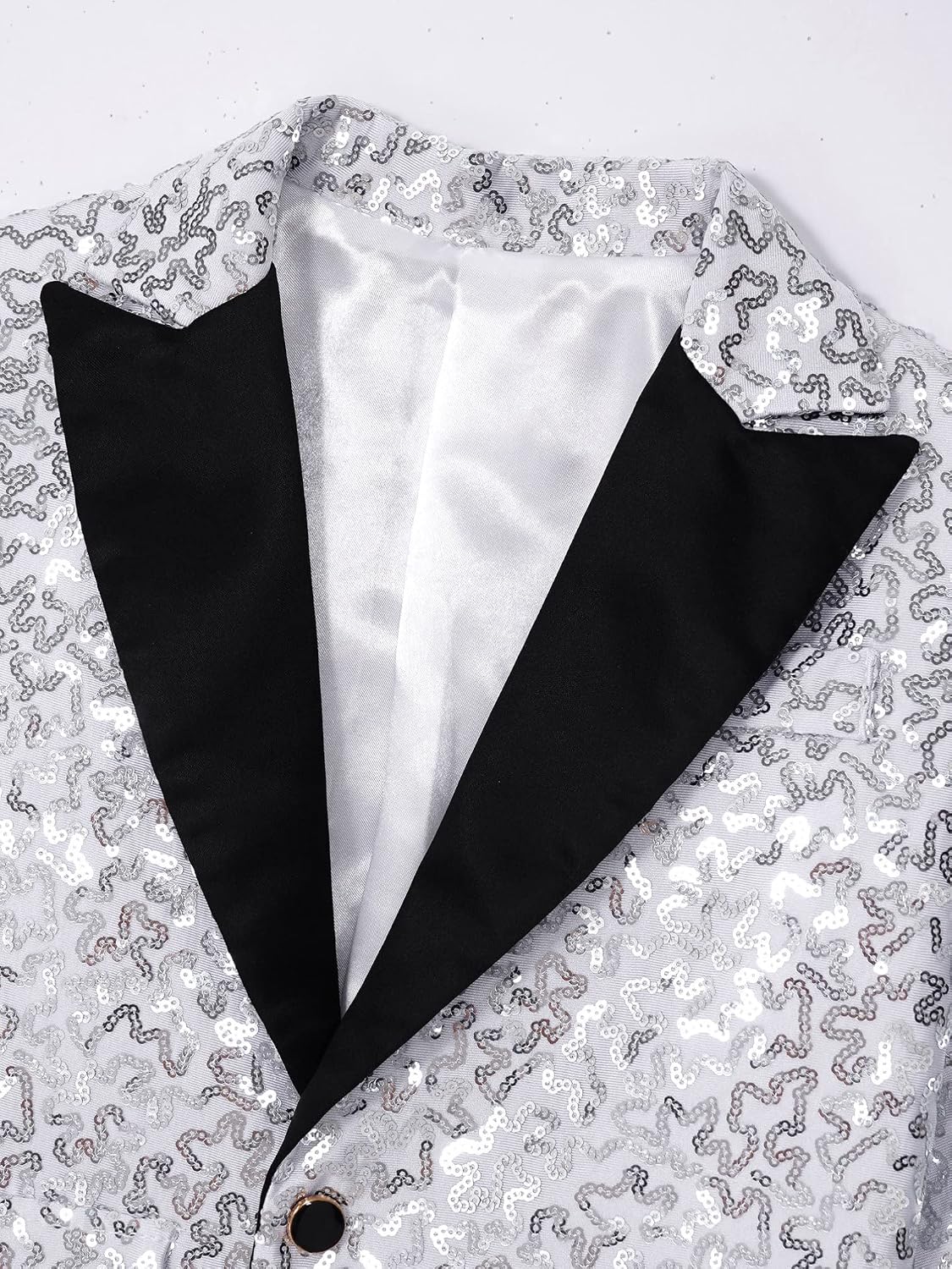 Kids Boys Full Sequins Formal Jacket One Button Tuxedo Tailcoat for Party Singer Star Host Dress-up