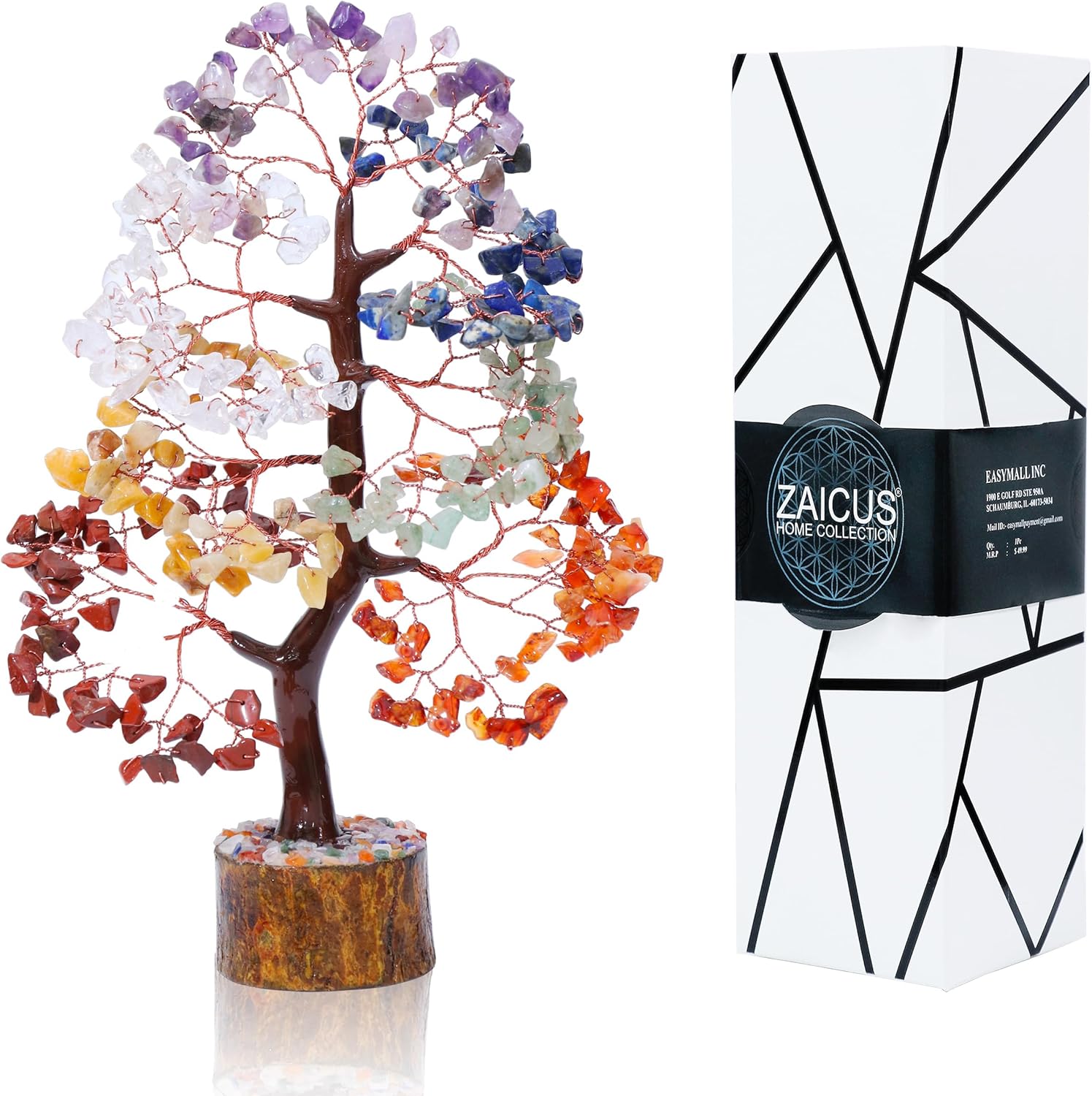 ZAICUS Seven Chakra Crystal Tree of Life Gemstone Chakra Tree Bonsai, Feng Shui Room, Crystal Office Room Décor Housewarming Gifts Home, Birthday Gifts for Women, Sister & mom, Tree Healing Crystals,