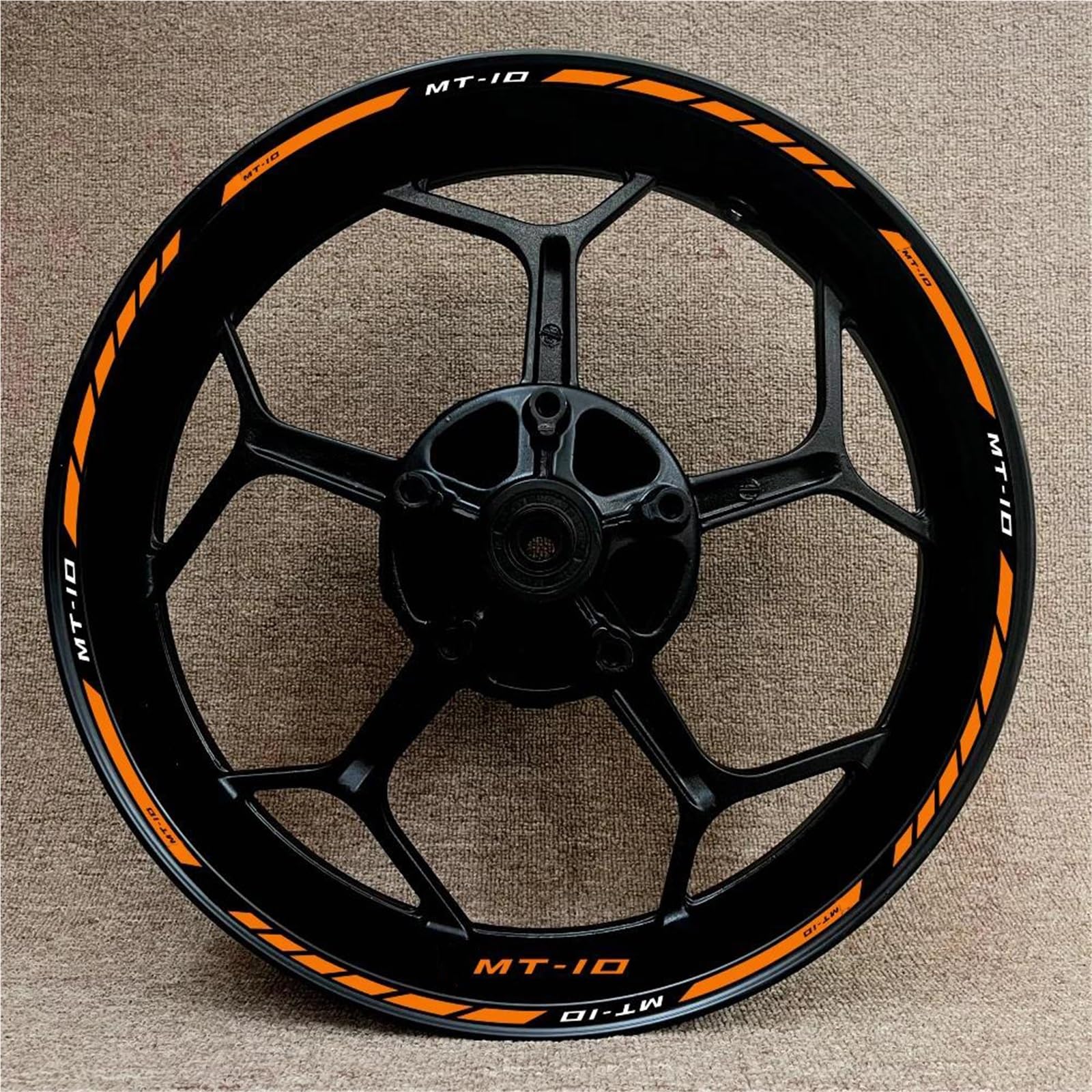 Sticker Part for Y-AMAHA MT-10 Mt10 Motorcycle Wheel Hub Stickers Complete Set 17 Inch Rim Reflective(Orange)