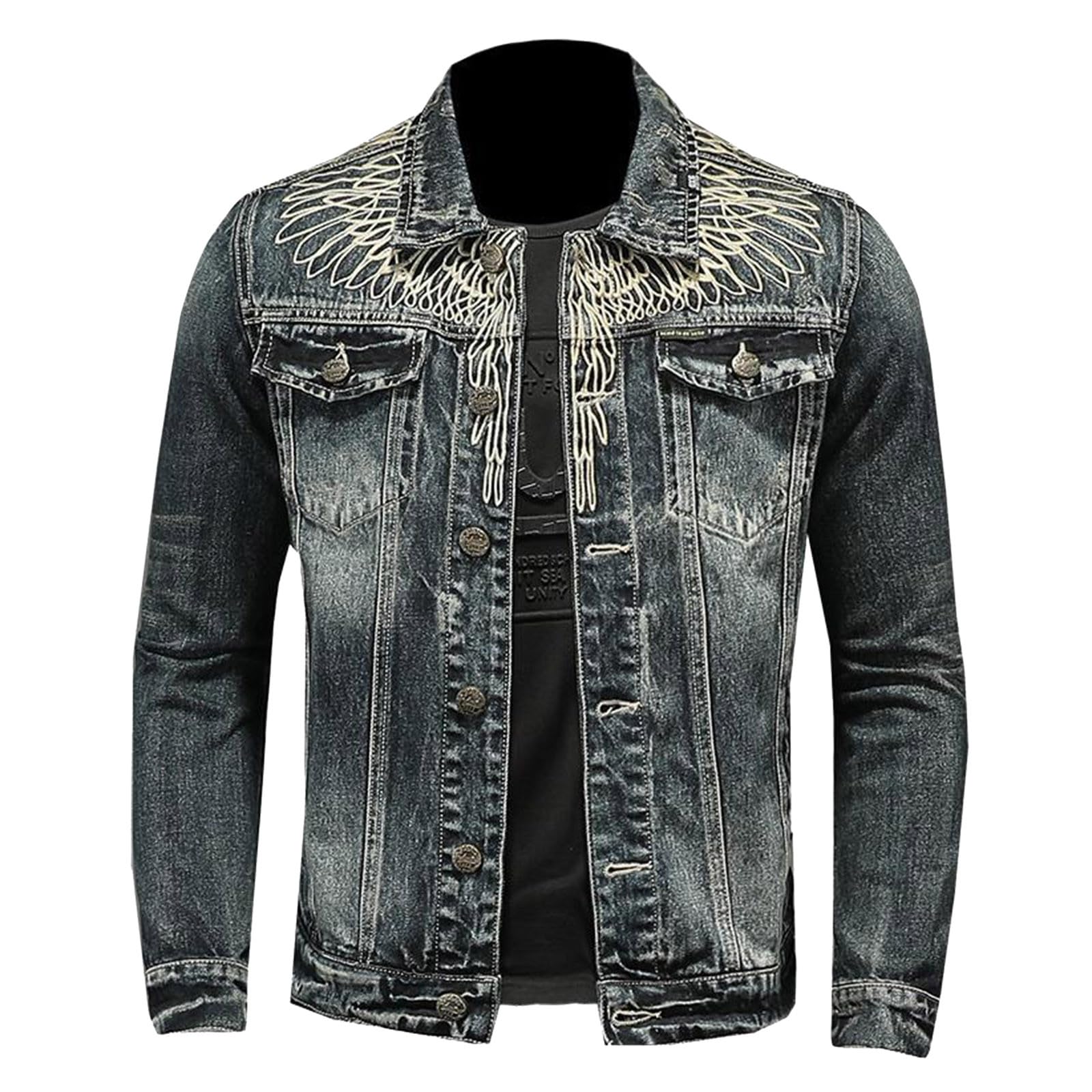 Giacca di Jeans Uomo Giubbino Denim Oversize Abbigliamento Cowboy Mezza Stagione Giubbotto Giacchetto Autunnali Primaverile Casual