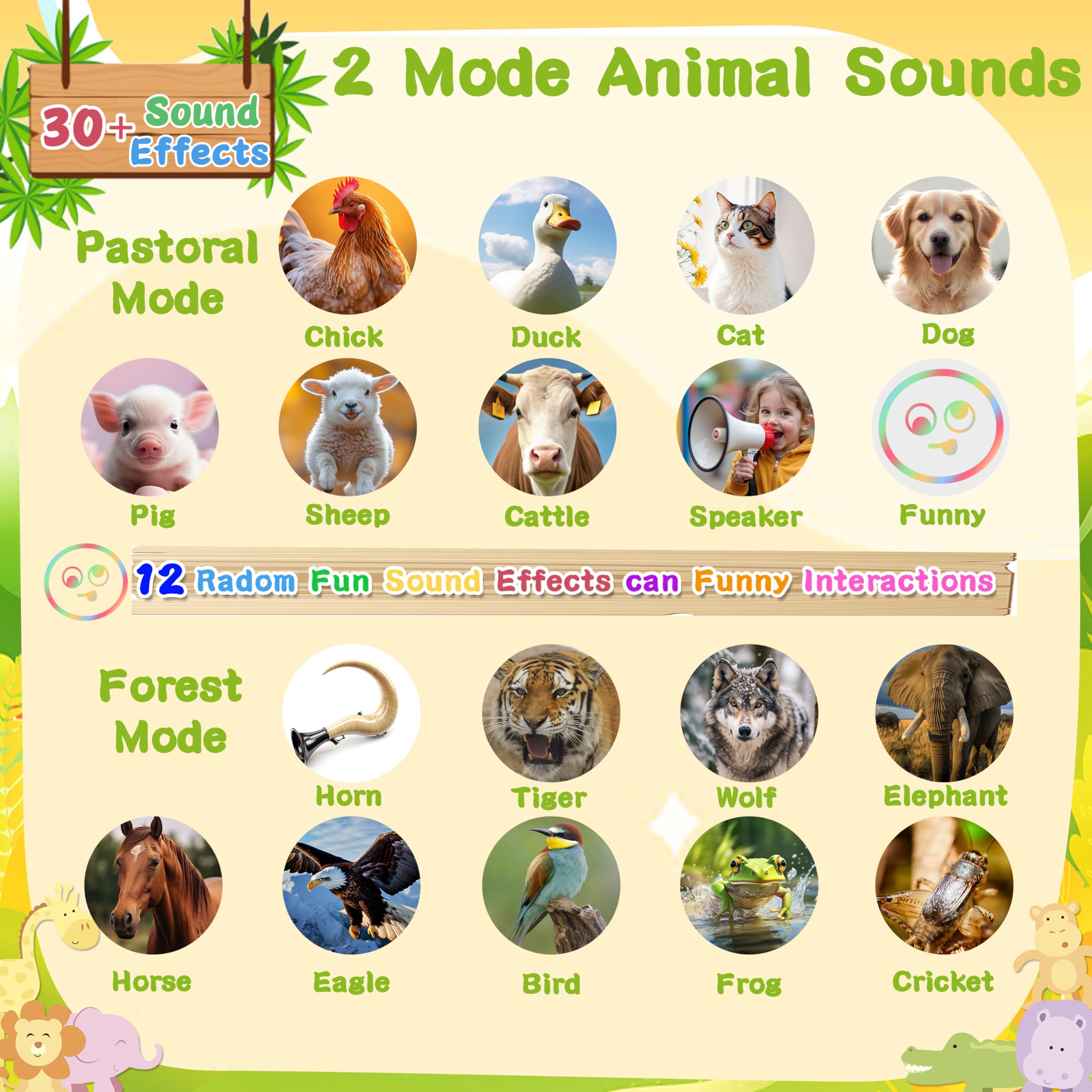 Outdoor Explore Animal Caller, Real Animal Sounds Toys for Kids Ages 3-5 6-8, 2 Modes 30 Effects Horn Animal Toys, 5 Level Lighting Train Lung Capacity, Indoor Outdoor Toys Stocking Stuffers for Kids - Image 3