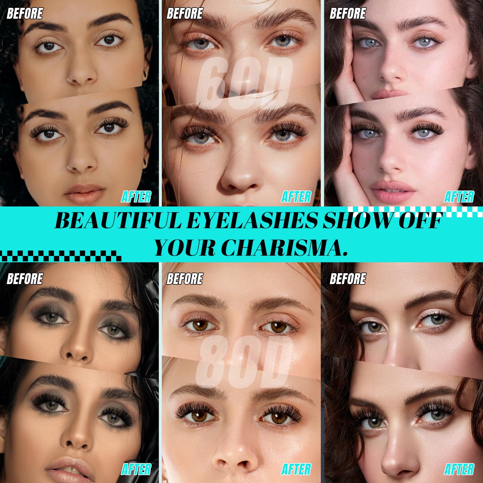 Finte Ciglia Naturaliciglio Ciuffetti Individuali 280Pcs Morbide, D Curl Lash Clusters, Fai Da Te Estensioni a Grappolo (6080D, 8-16mm)