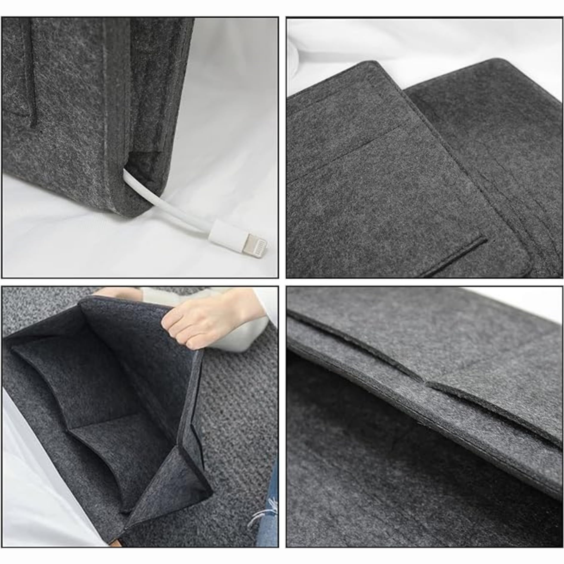 SYUTAM Felt Bedside Caddy, Storage Caddy, Hanging Bedside, Felt Bed Organizer, Pocket Organiser, Caddy For Dorm, Hospital Bed (Dark Grey) 1