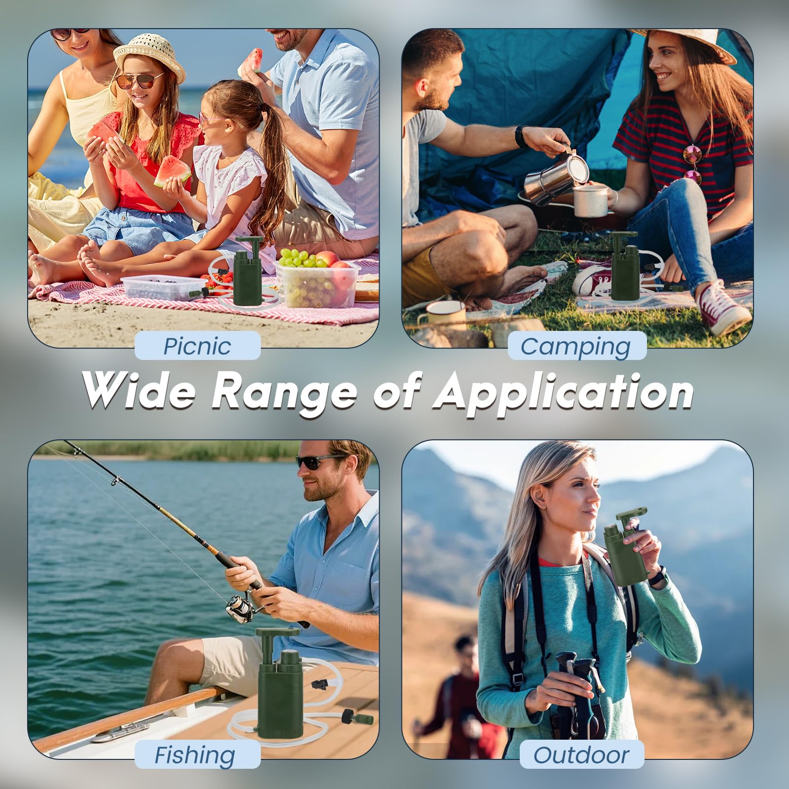 Filtre à eau de survie pour le camping, la randonnée et le trekking, filtre 0,01 micron, filtre à eau portable 2000 ml, filtration d'eau de survie pour le camping et les situations d'urgence.