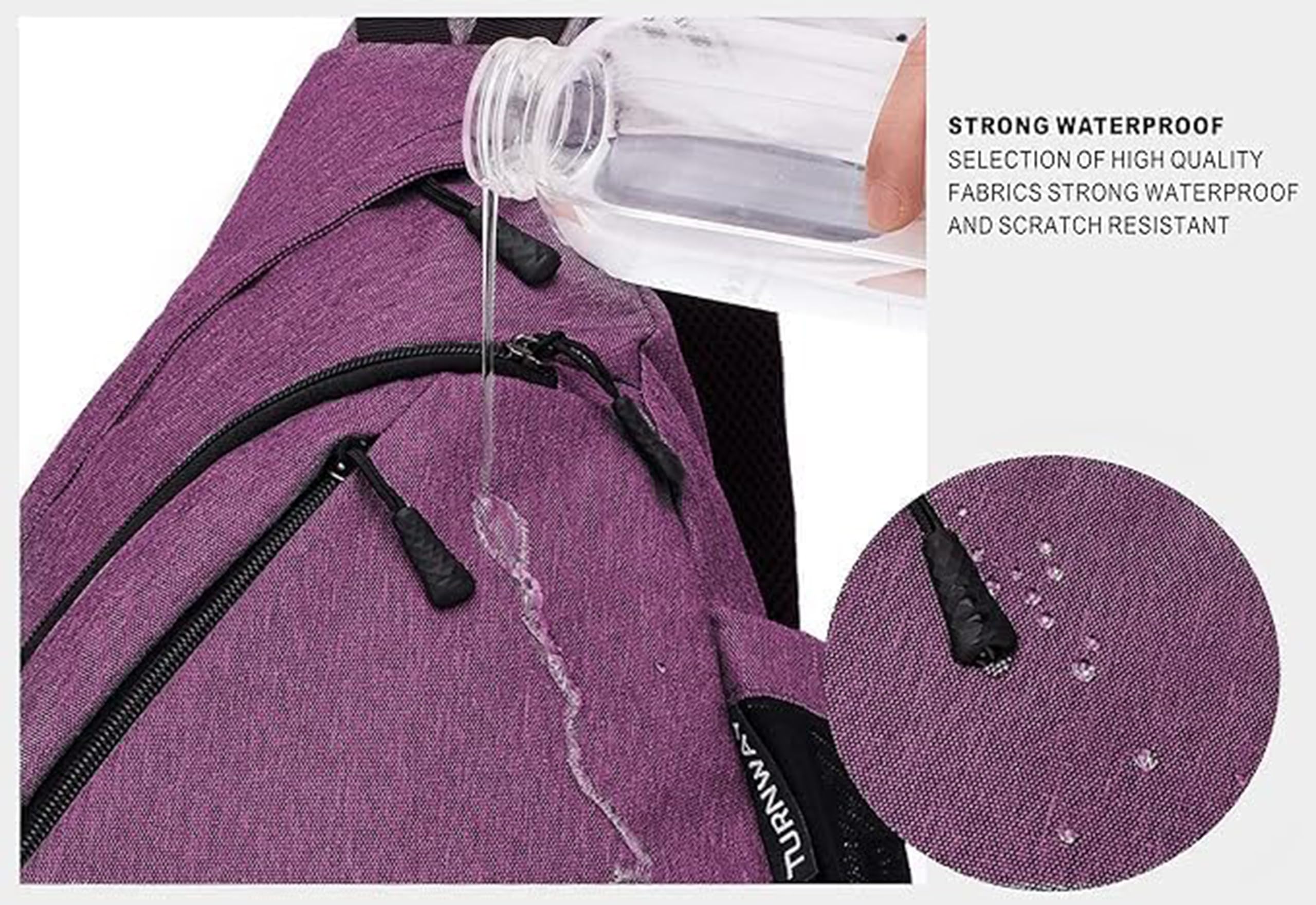 TurnWay Sac à bandoulière étanche avec port de charge USB pour voyage, randonnée, cyclisme