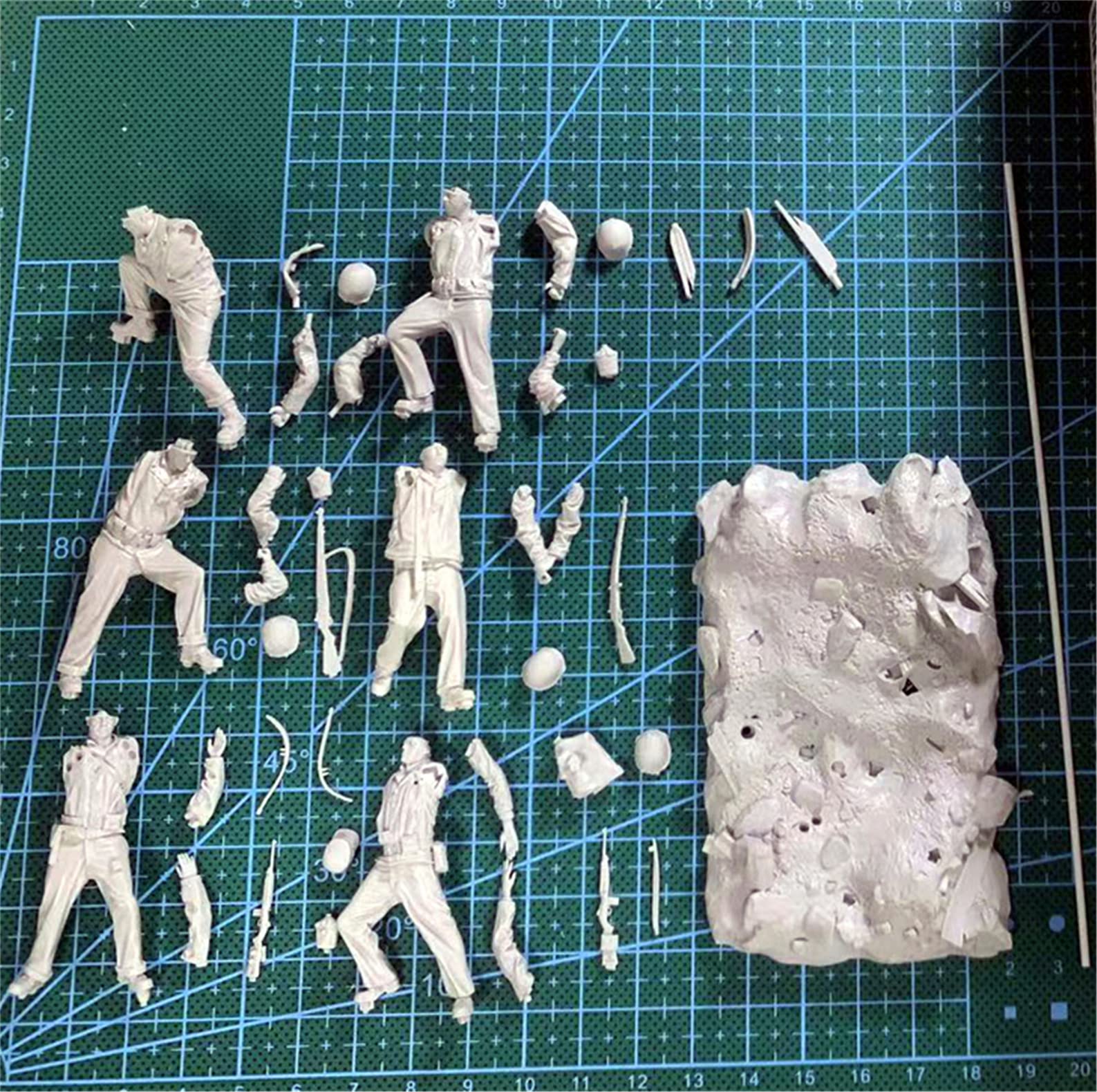 1/35 II wojna światowa żołnierz USA Pacific War Victory figurka z żywicy zestaw modelarski miniaturowe części z żywicy //i7jh-2 (6 osób. Z masztem flagowym bez flagi) (niezmontowana i niepomalowana)