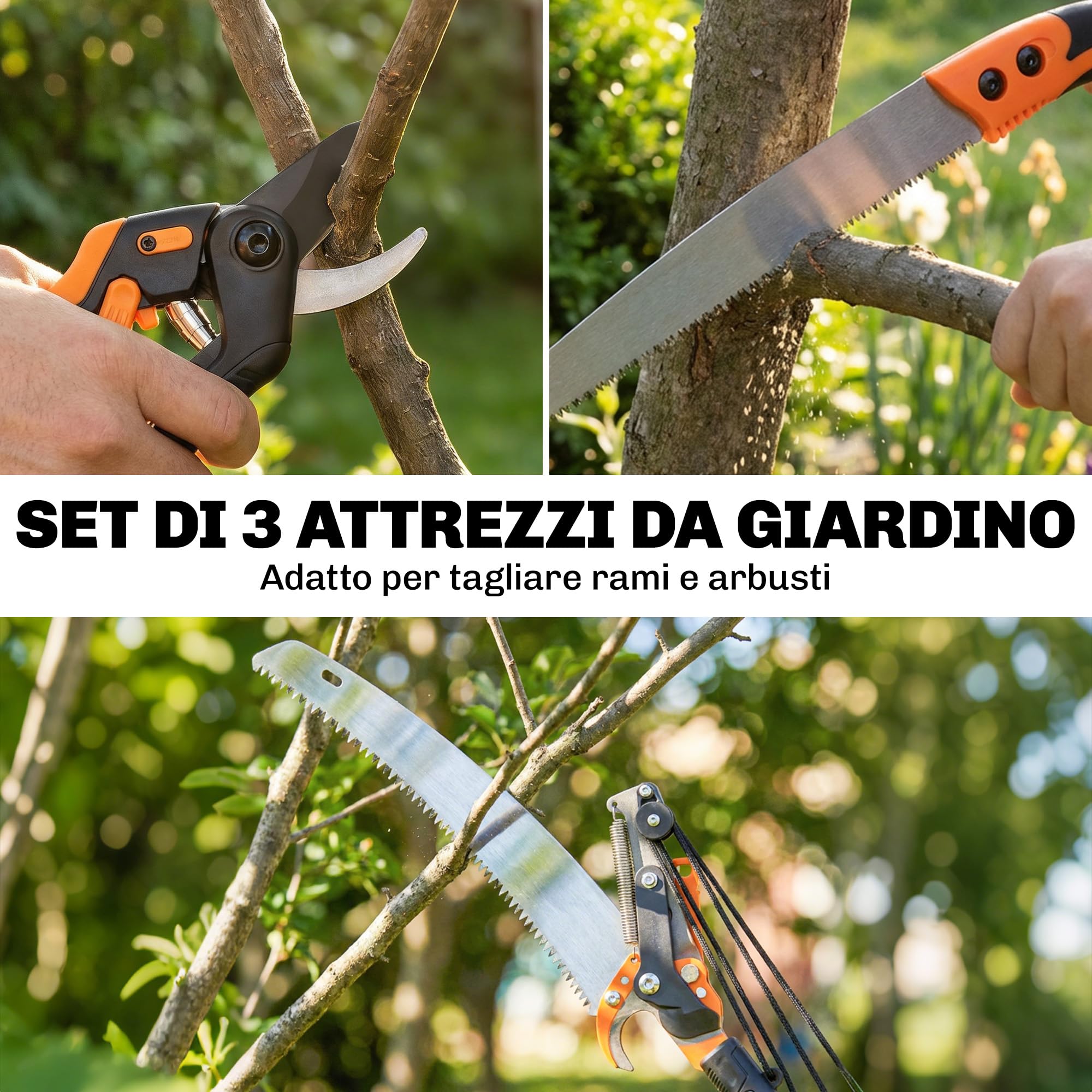 Outsunny Seghetto Manuale da Giardino 2-in-1 con Asta Telescopica in Alluminio 135-199cm