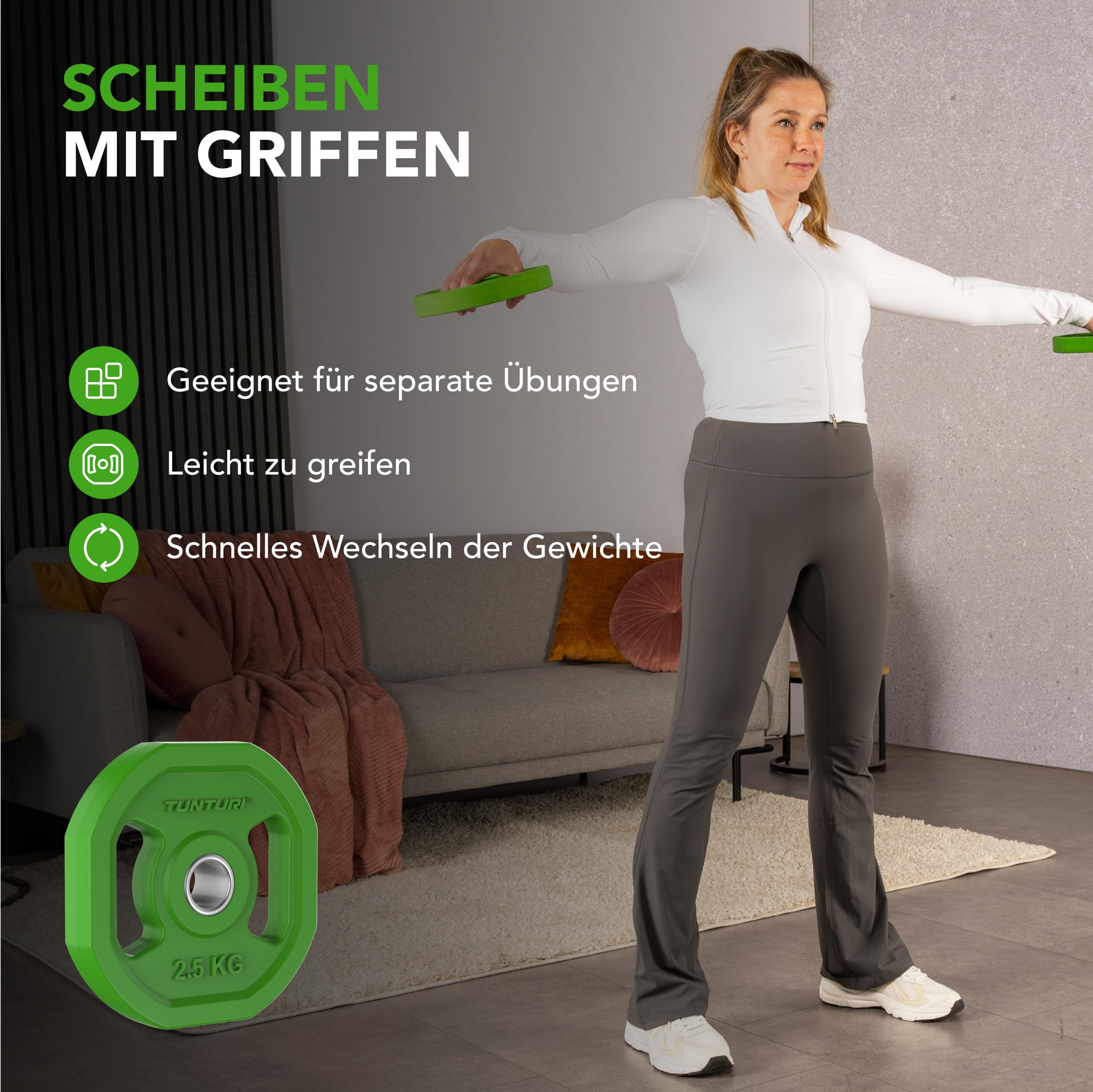 Tunturi Aerobic Pump Gewichteset 20kg Hantelset mit 6 Scheiben Hantelstange Gummibeschichtung