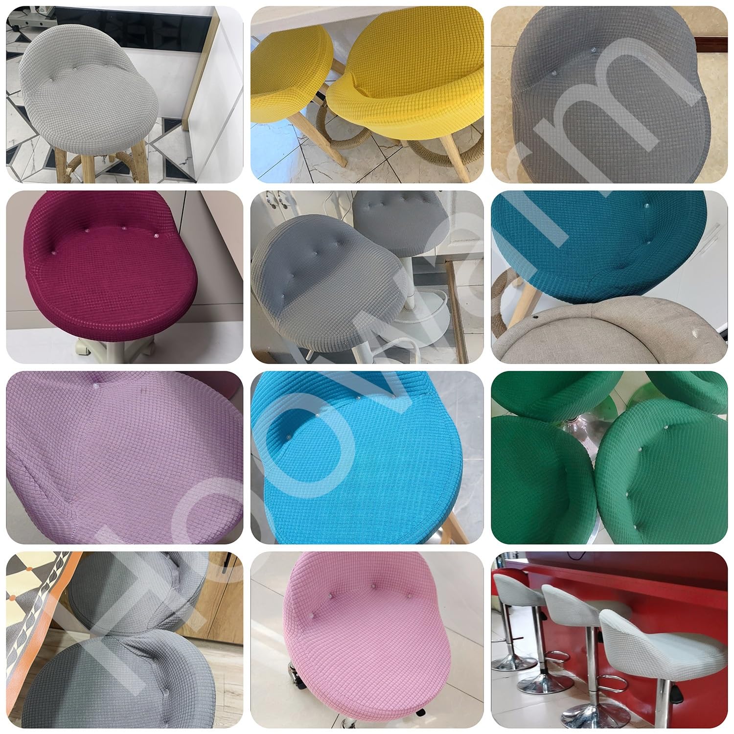 XGANGM Extensible Housses De Tabourets Pivotants De Bar/Cuisine Incurvés Housse De Chaise De Salle à Manger Courte Bar Avec Dossier Lot De 4/2/6 Scandinave Couvre Tabouret De Bar,Navy Blue,4PCS