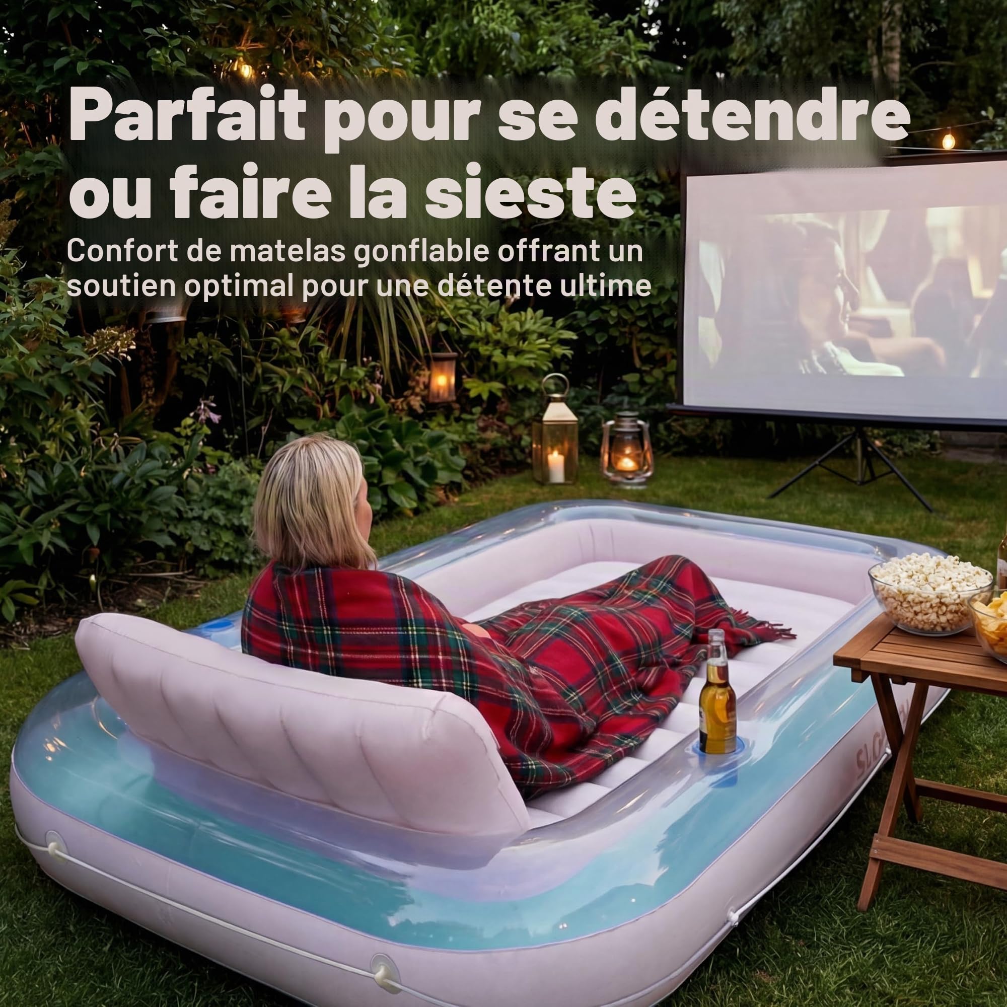 SLOOSH Chaise Longue Gonflable pour Bronzage en Piscine, 216 cm x 145 cm - Baignoire de Soleil pour Adultes - Flotteur de Piscine Gonflable pour Bronzer - Lit de Bronzage Gonflable pour Piscine pour