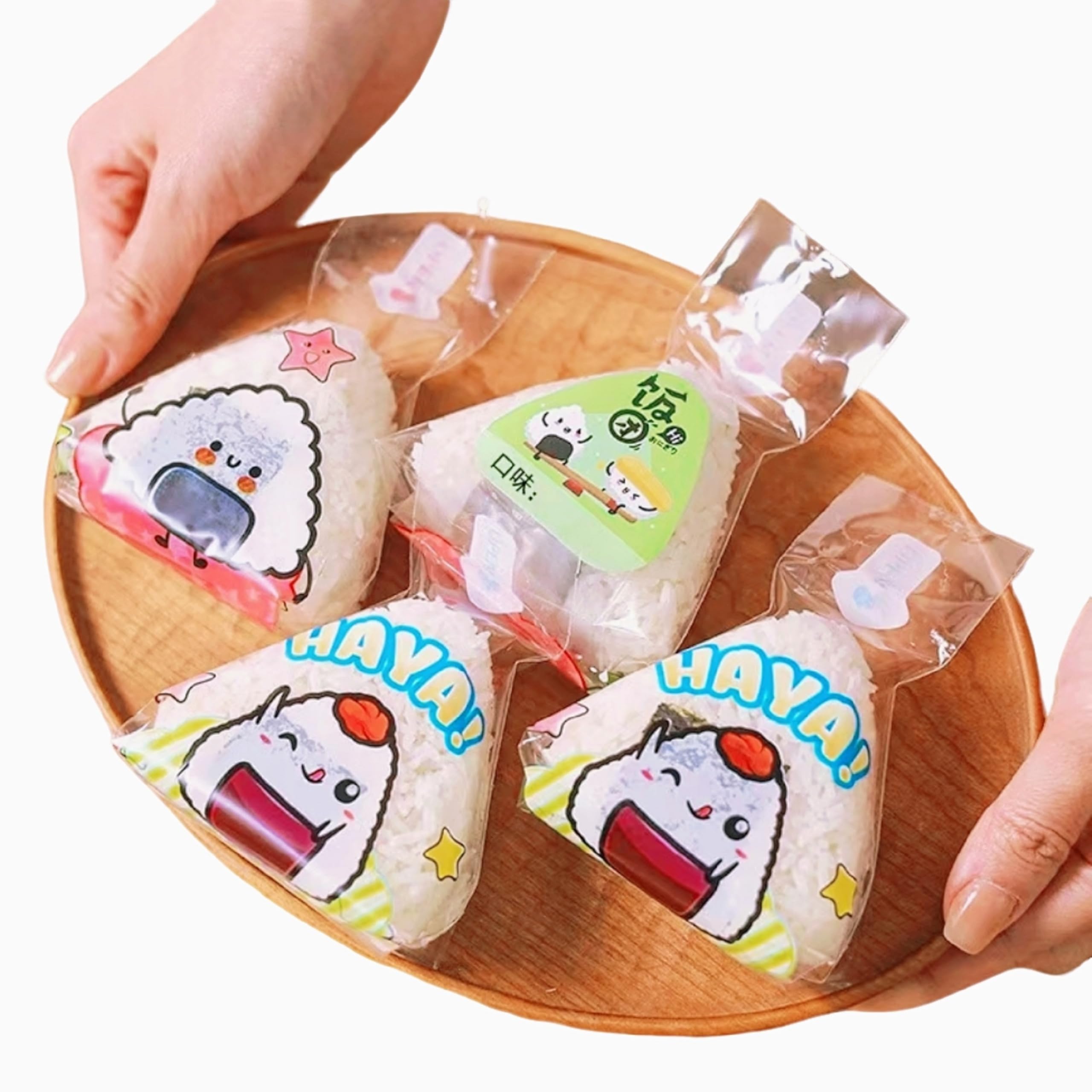Ligou Not Neutral 50 Pack Onigiri Wrap Film | Food-Grade Triangle Rice Ball Bags For Bento & Sushi, Kawaii Stickers Included - Opp Convenience Store/Picnic Packaging (50 Pieces+Stickers)