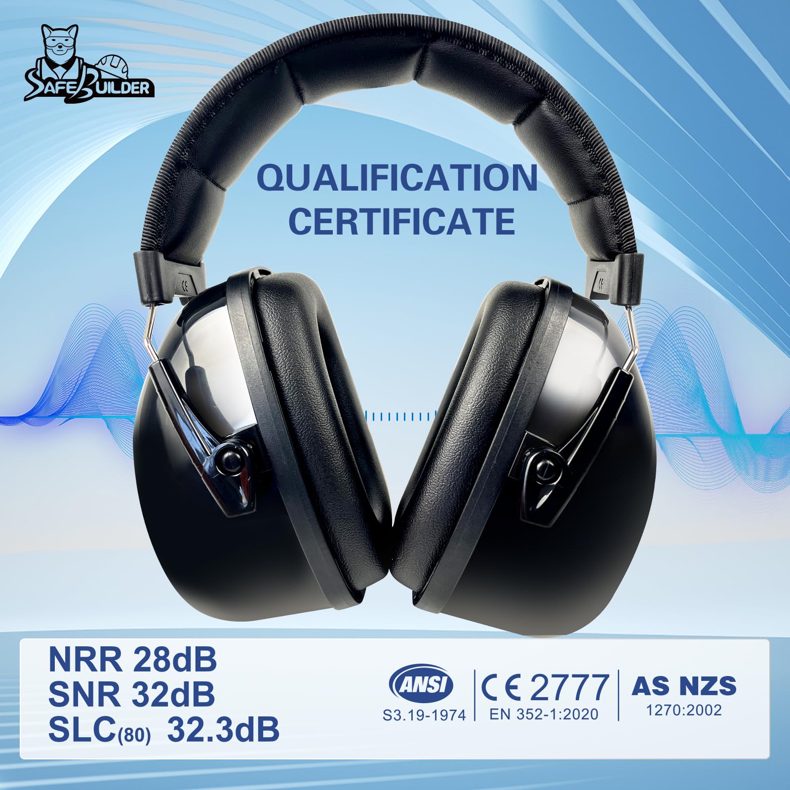 SAFEBUILDER SK-06P Protection auditive, protection auditive, réduction du bruit, NRR, 28 dB, protection auditive réglable pour travaux de pelouse