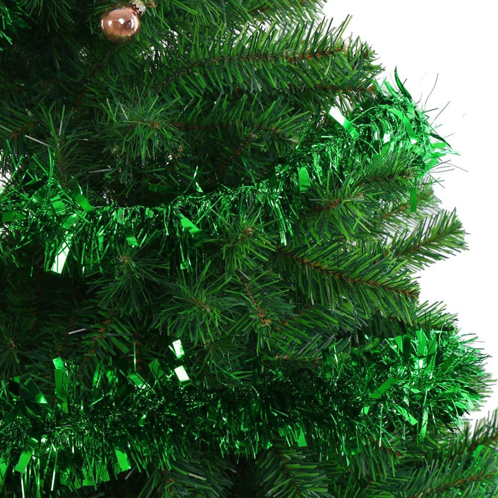 Guirnalda de oropel verde de 100 pies para Navidad, Halloween, decoración de guirnalda metálica de oropel para árbol de Navidad, Año Nuevo, vacaciones, fiestas de cumpleaños (3.54 x 50 pies,