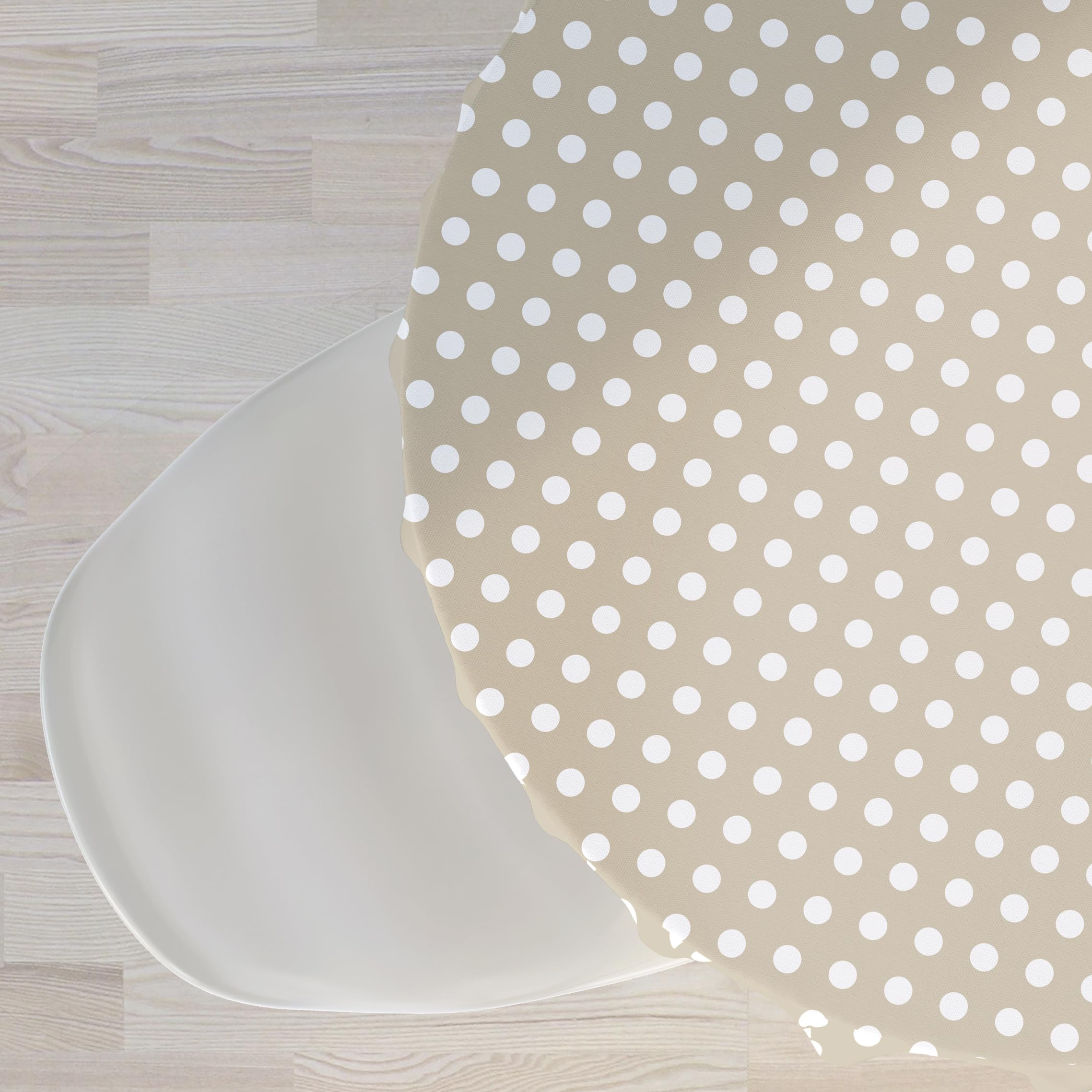 Home Direct Nappe Toile Cirée PVC Ronde 140 Cm Petit Pois Gris Clair