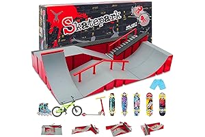 9-in-1 Finger Skateboard Park Kits, Complete Finger Skateboard Ramp Set for Kids