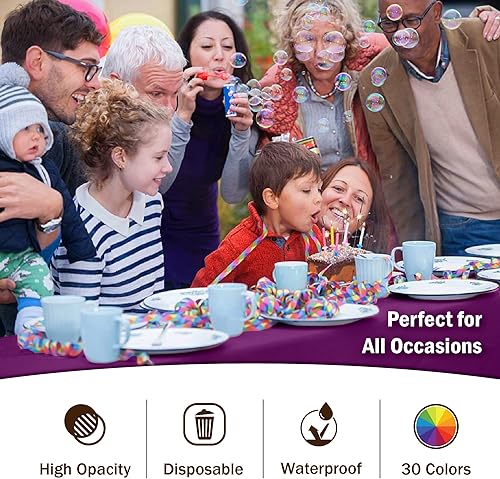 Miniatura 5 de Exquisite - Paquete de 12 manteles de plástico de 54 x 108 pulgadas. Mantel rectangular color magenta