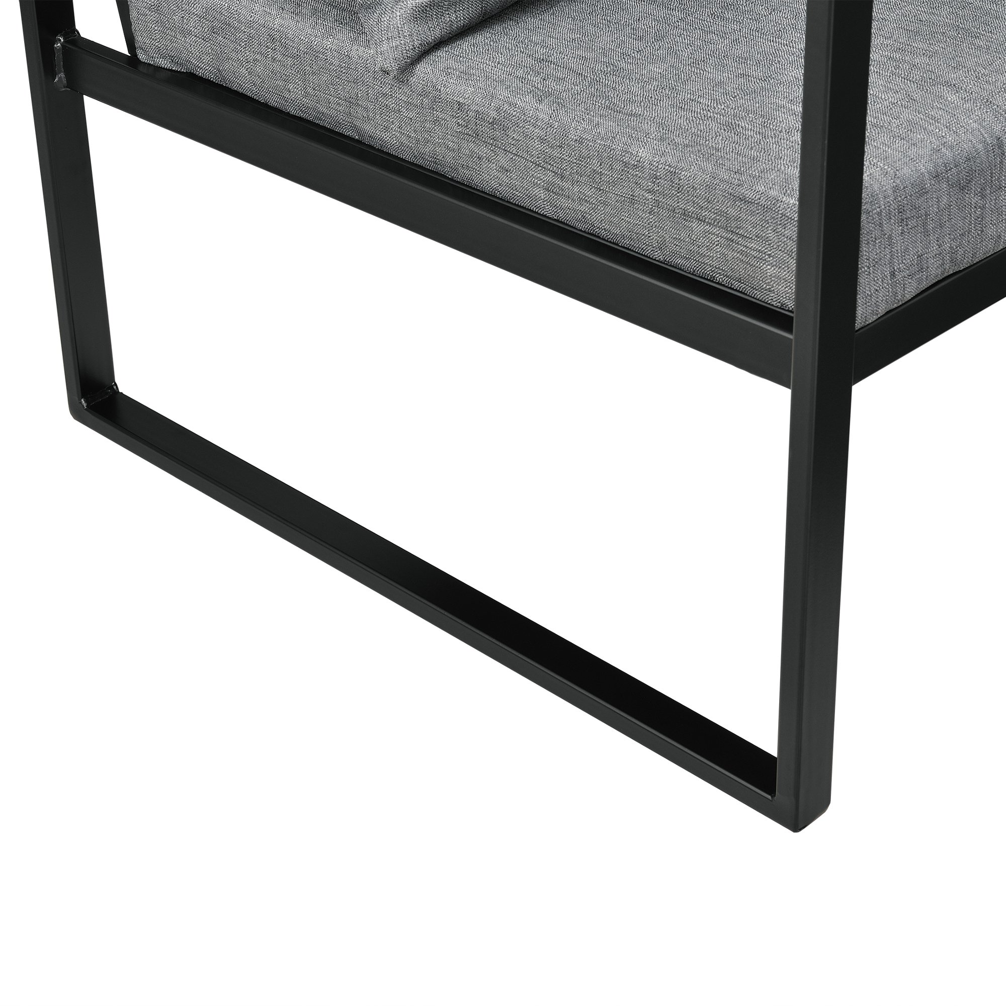 [en.casa] Set di 2 Poltrone da Sala con Telaio Quadrato in Ferro Schienale e Sedile Imbottiti Rivestimento in Tessuto Sedie con Cuscino e Braccioli per Soggiorno - Grigio Scuro