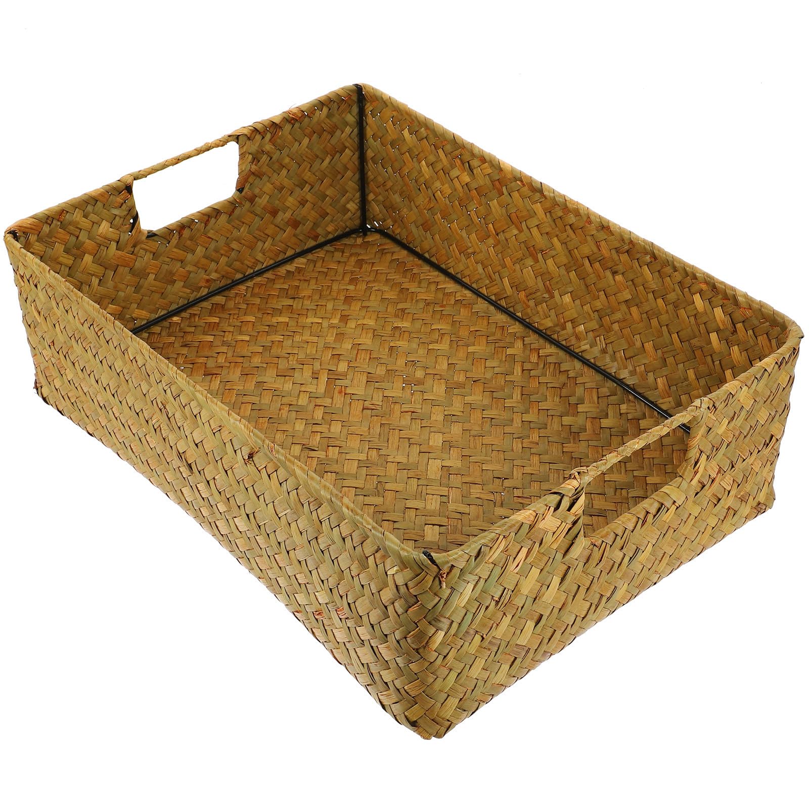 Genérico Canasta Mimbre Rectangular de Material Sintético Multifuncional para Organización del Hogar y Almacenamiento en Sala de Estar
