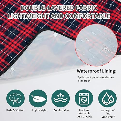 Miniatura 4 de XKDOUS 2 piezas baberos para adultos para hombres, lavables, reutilizables, impermeables, baberos grandes para adultos, protector de ropa