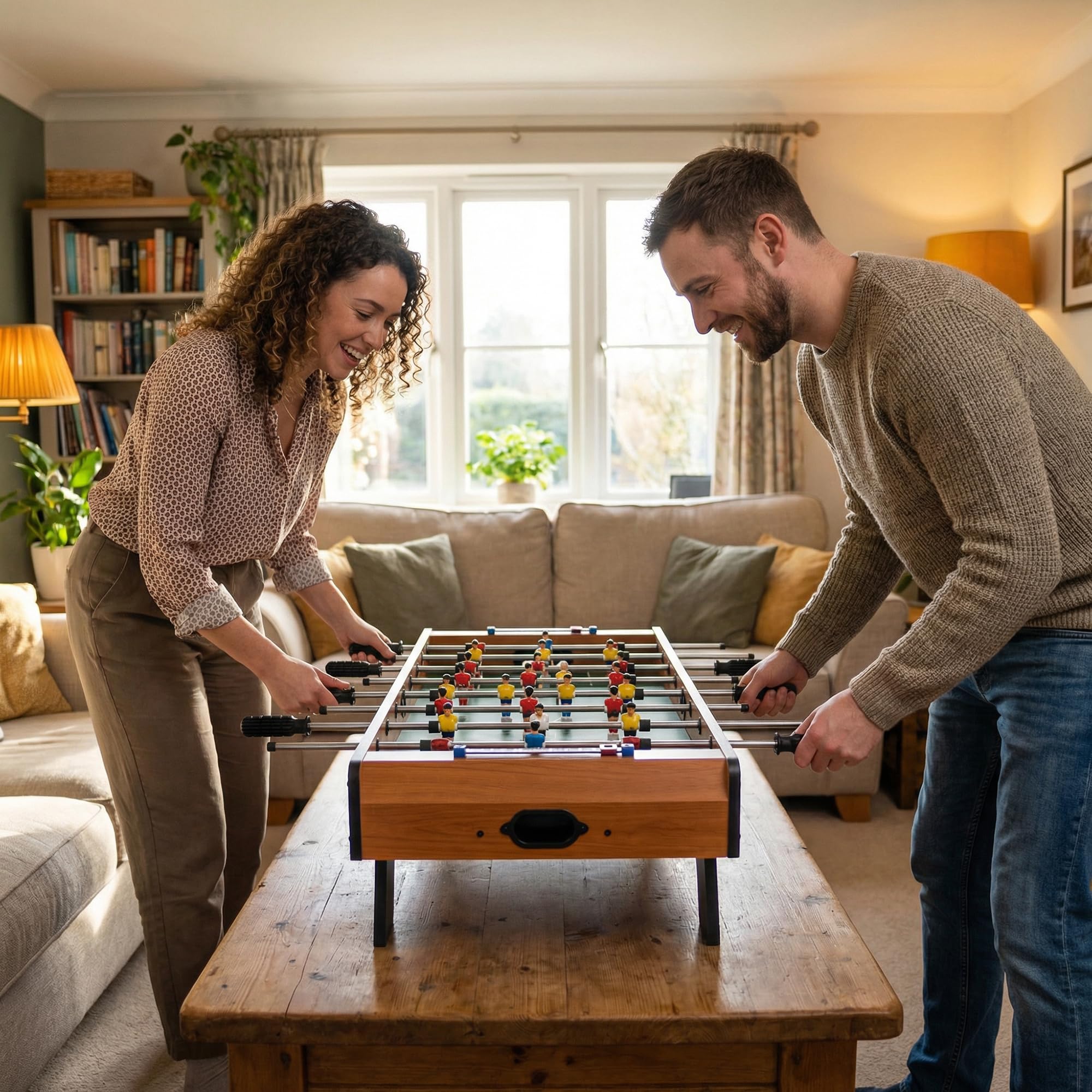 HOMCOM Calcio Balilla in Legno con 22 Giocatori in Formazione 3:4:3, 2 Palline e 2 Segnapunti Inclusi 84.5x40x61.2cm