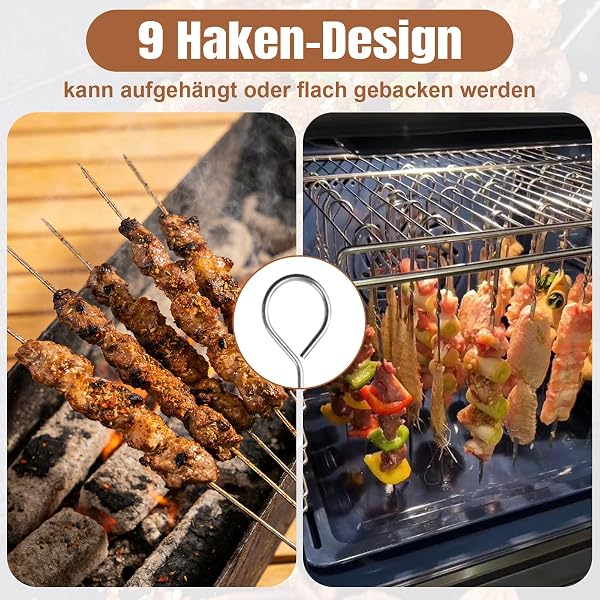 40 Pièces Pique Brochette Inox 25cm,Brochettes pour Barbecue Réutilisables en Acier Inoxydable avec Sac de Rangement Portable,Pique a Brochette Inox pour Viandes, Viandes Rôties, Guimauves Grillées, P - 4