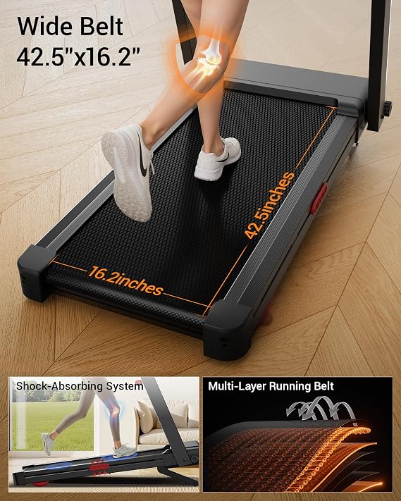 Treadmill with Auto 20% Incline, Treadmills for Home, Running Machine with 400lb Capacity Weight, 3.5hp Quiet Brushless Engine, 42.5 16.2 Widen Running Area