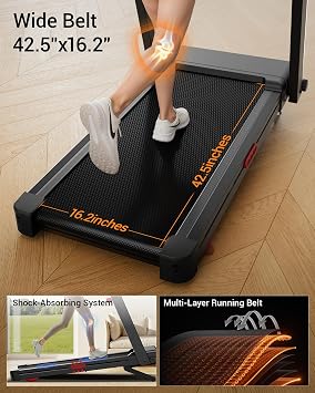 Treadmill with Auto 20% Incline, Treadmills for Home, Running Machine with 400lb Capacity Weight, 3.5hp Quiet Brushless Engine, 42.5 16.2 Widen Running Area