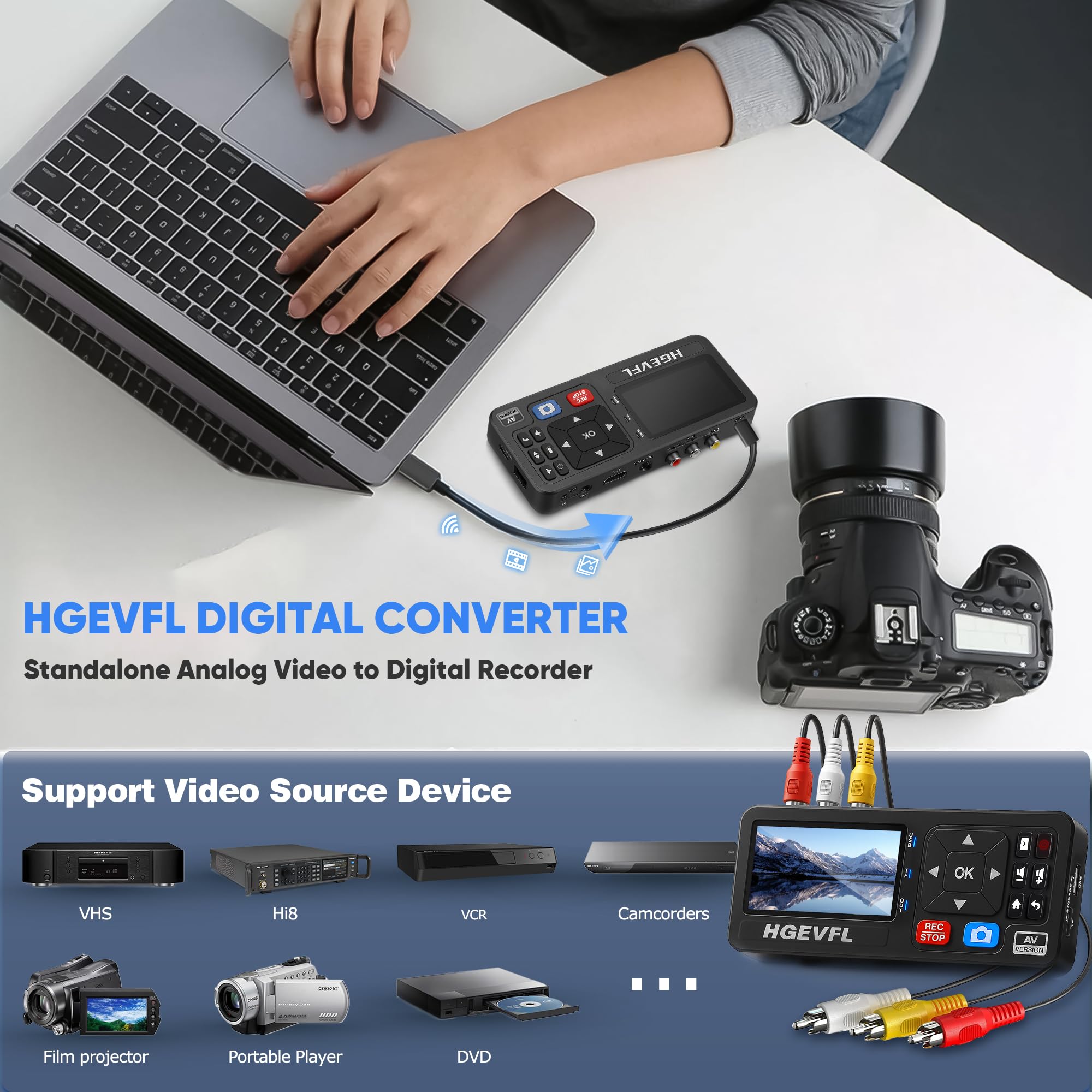 Convertidor VHS a digital, negro