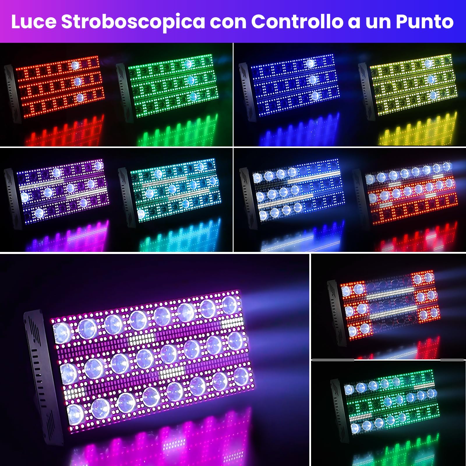BETOPPER Luce Stroboscopica 300W per Discoteca, Luce Strobe LED Professionale & Faretto Matrix Beam per Palco - Matrice LED RGB+White ad Alta Densità per Eventi, Club, Bar, Matrimoni e Spettacoli(1）
