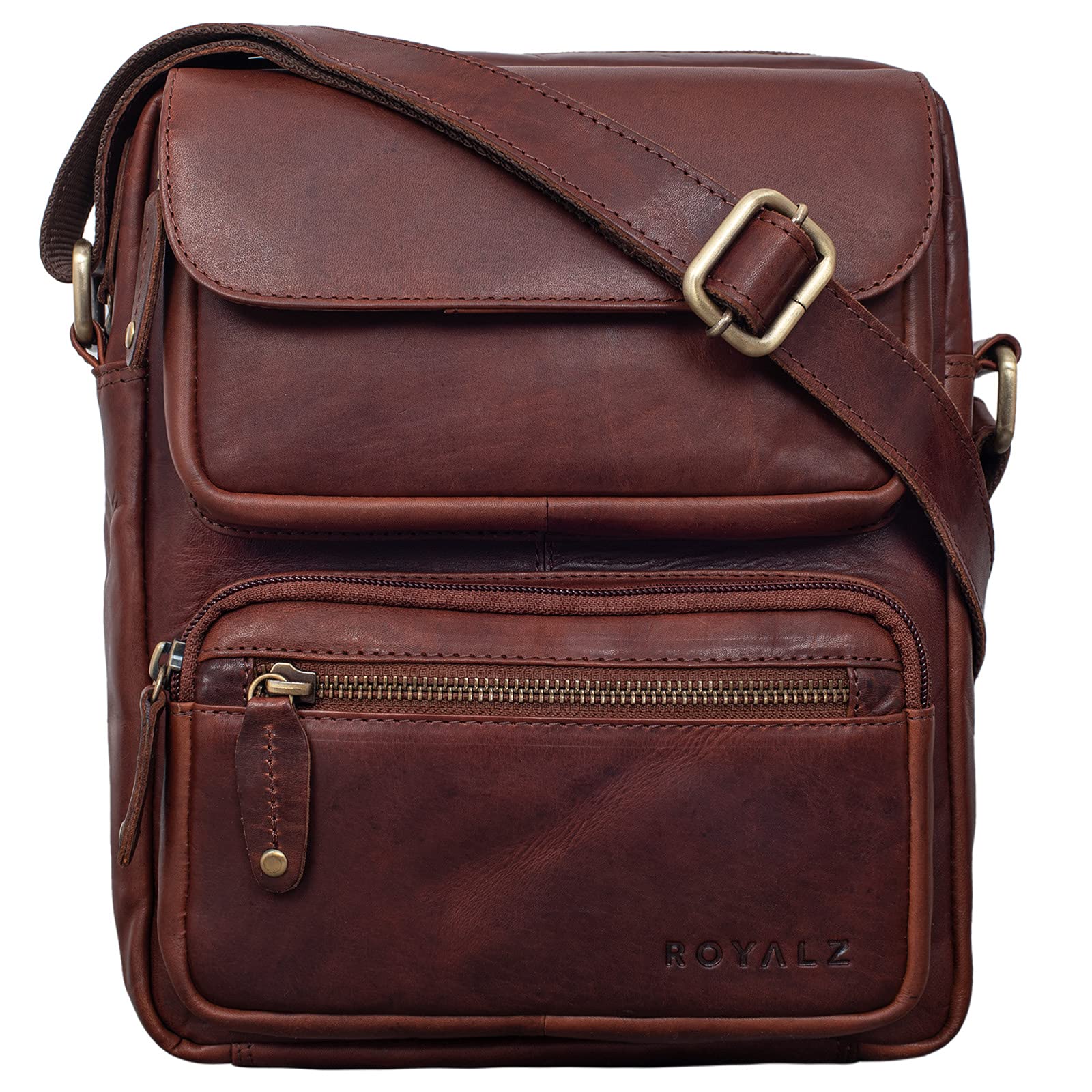 ROYALZ 'Florida' Piccola borsa a tracolla da uomo in pelle vintage mini borsa messenger
