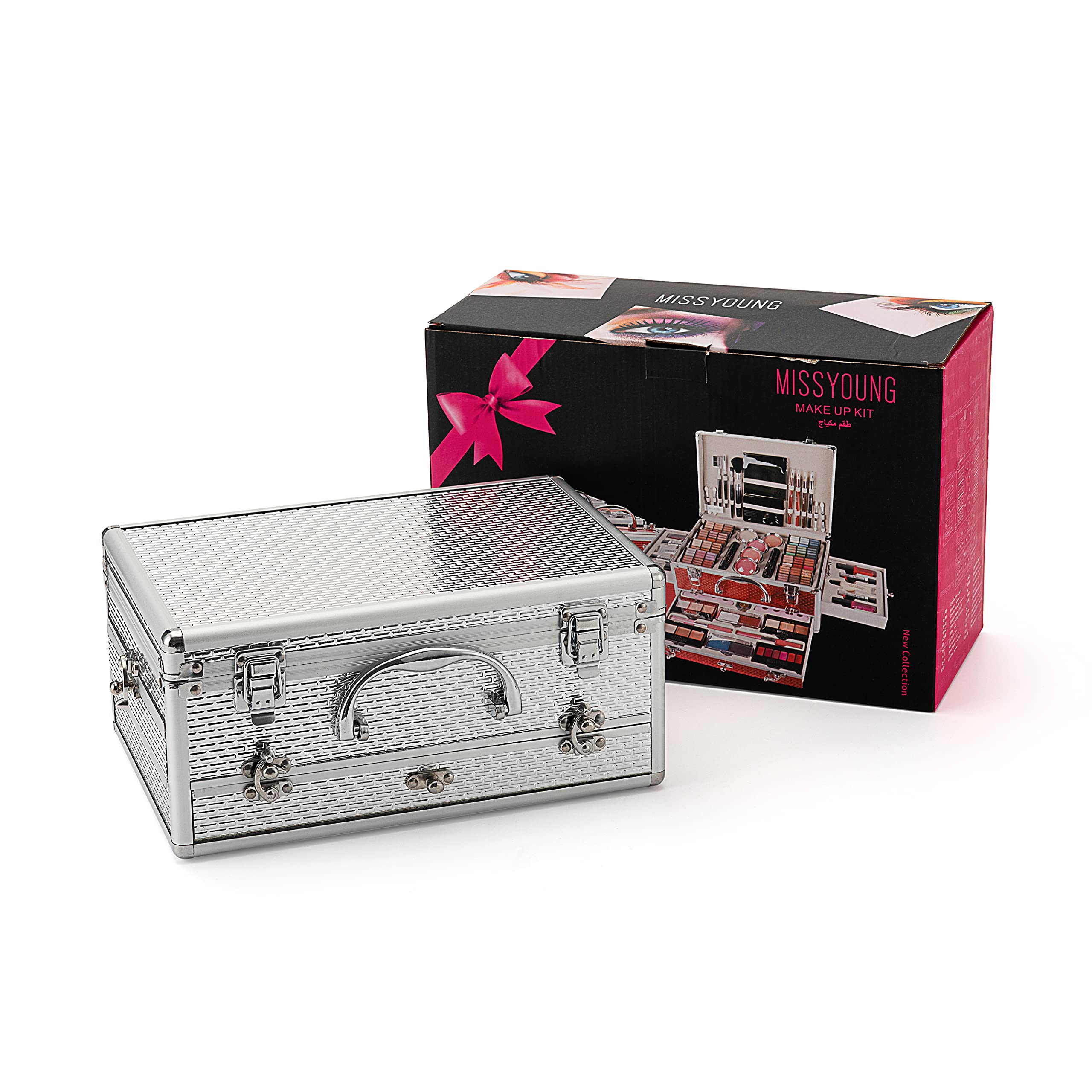 Juego de maquillaje todo en uno para regalo navideño, paquete esencial de cosméticos que incluye paleta de sombras de ojos, lápiz labial, corrector de rubor, rímel, delineador de ojos, polvo 9