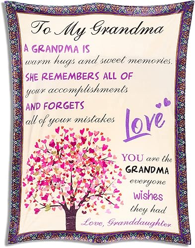 Manta de franela para abuela con texto en inglés "I Love You" para abuela, abuela, cumpleaños con texto en inglés "I Love You", manta de franela