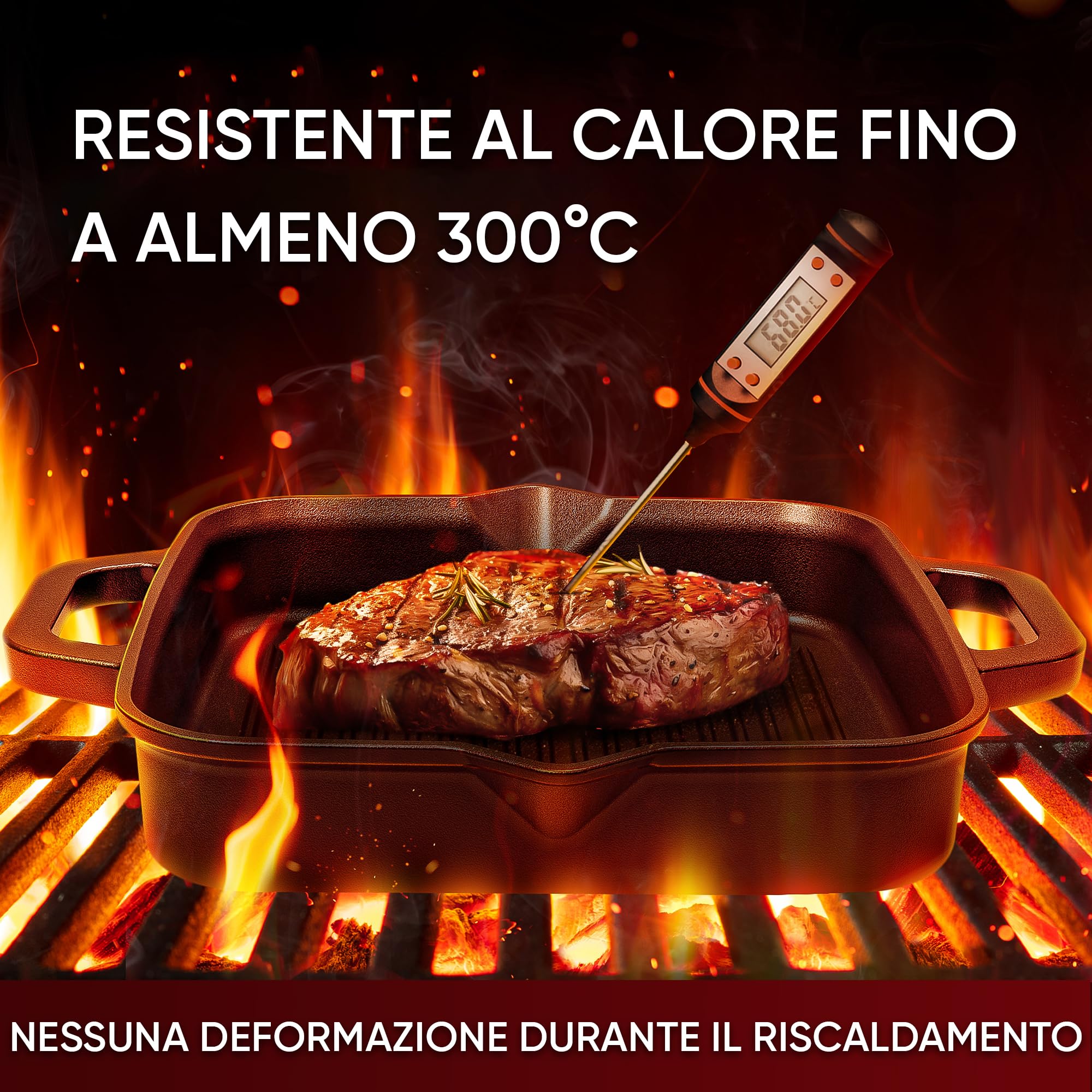 GUSSKÖNIG Bistecchiera in Ghisa 26 cm – Superficie Rigata per Grill – Prestagionata Naturale – Compatibile Induzione e Forno – Ideale per Carne, Verdure e Grigliate