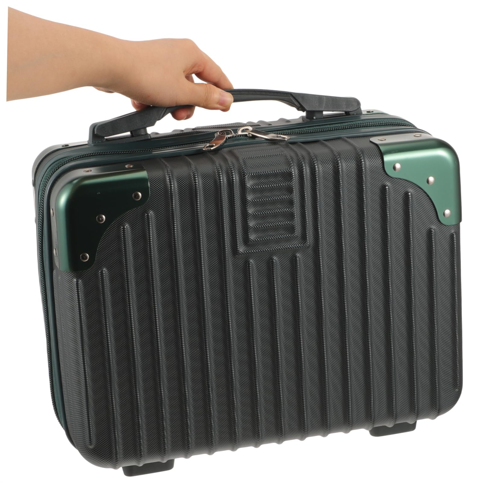 Tragbarer Kosmetikkoffer aus Abs 14-Zoll für Reisen Make Up Aufbewahrungsbox für Pinsel und Gesichtspflege
