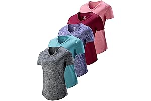 Essential Womens Fitness Tops - 5 Pack Premium Dry Fit T-Shirts For...