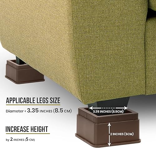 Miniatura 7 de Utopia Bedding Elevadores de cama de 3 pulgadas, paquete de 4, elevadores de muebles con espuma antideslizante y almohadilla de goma, elevadores de