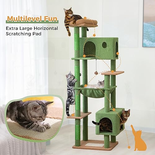 Miniatura 2 de Meow Sir Árbol grande para gatos grandes de 70 pulgadas, torre para gatos multinivel con hamaca grande, condominio súper espacioso y postes anchos