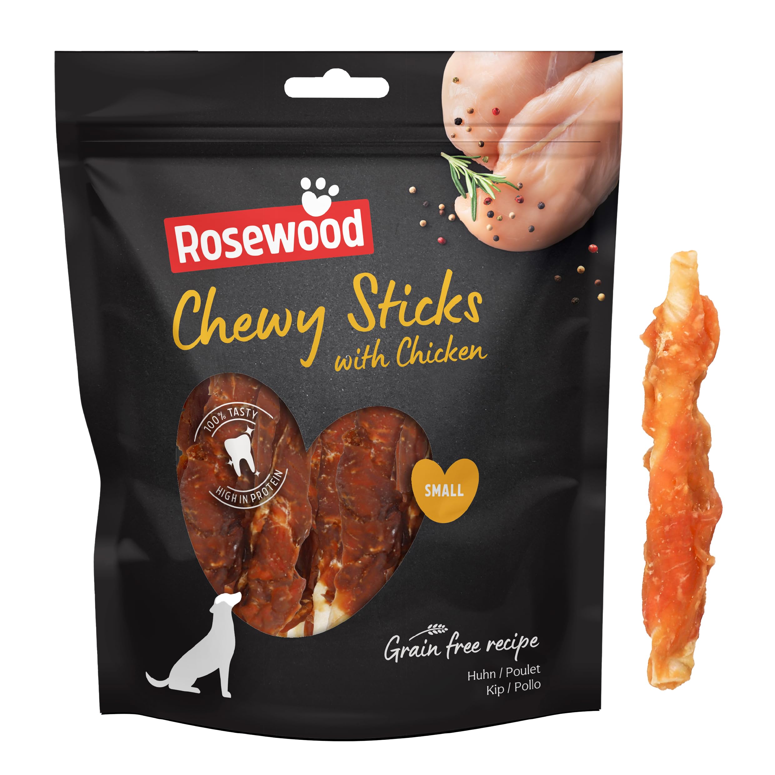 Rosewood Chewy Sticks for Dogs - Made with Chicken, Rawhide Free Chews, Grain Free, High Protein, Healthy Dog Treats (320g Value Pack)