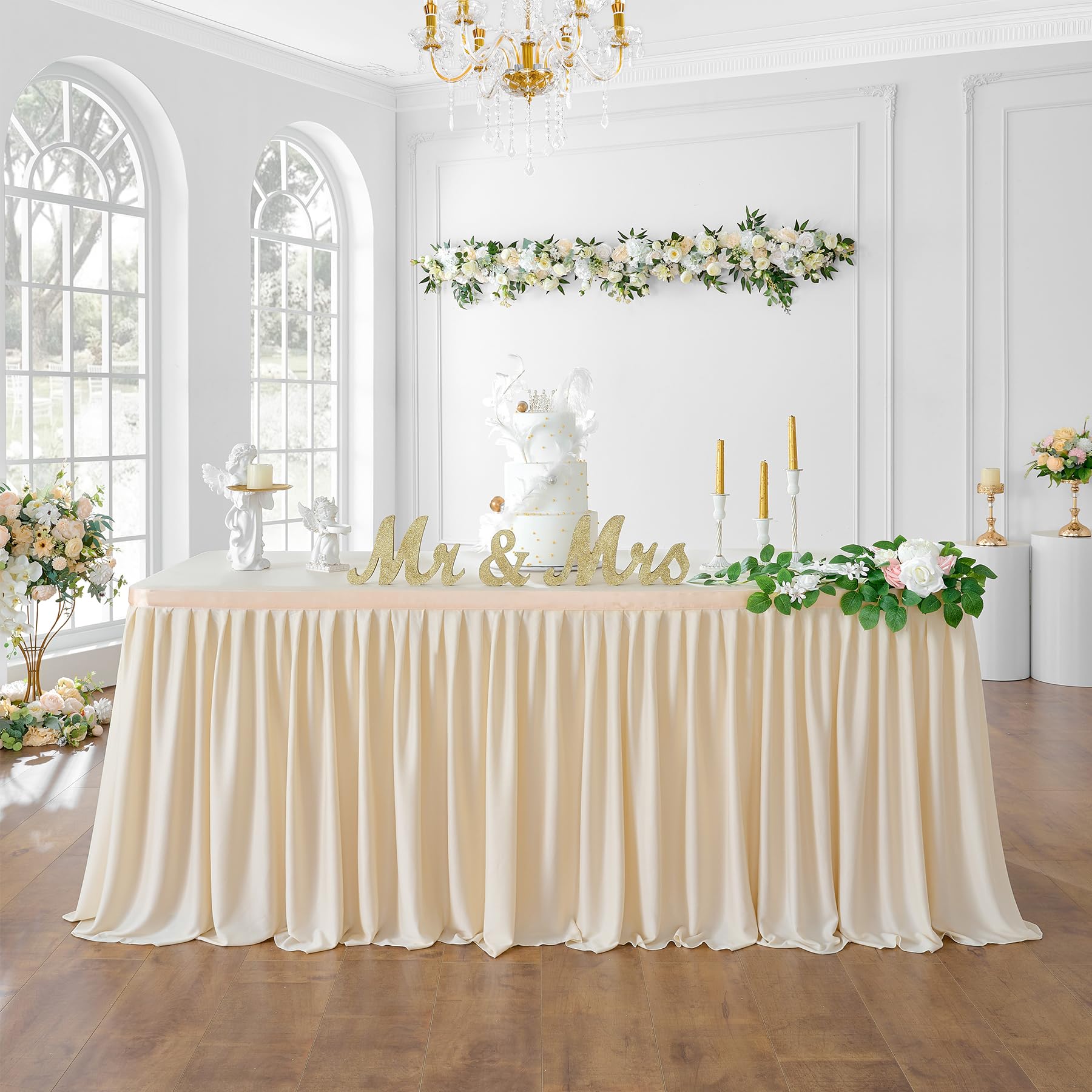NSSONBEN Avorio Tutu Gonna da Tavolo Avorio Tulle Gonne da Tavolo per Feste Matrimoni Festa di Compleanno Bambino Doccia Decorazione 2Yard/6ft/L183cm*H77cm