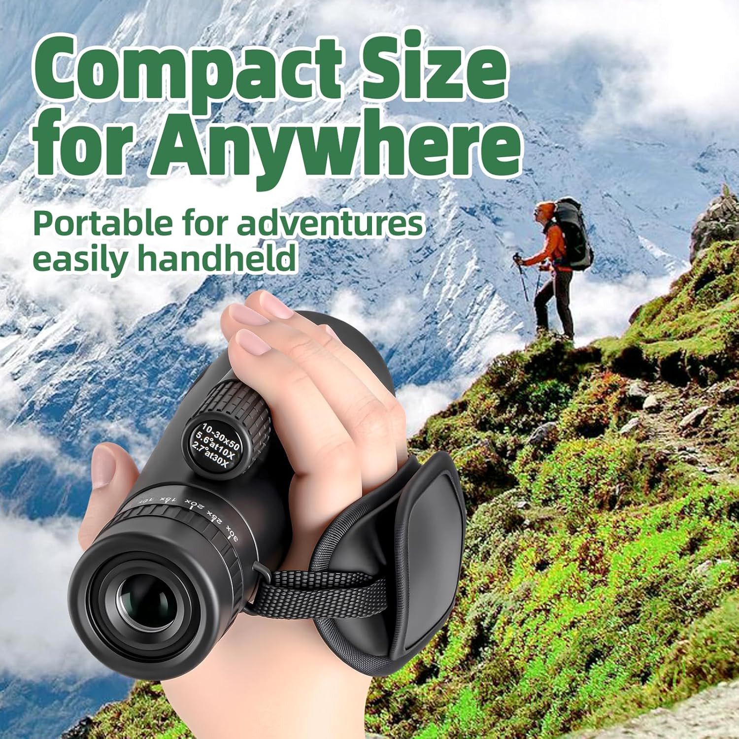 10-30x50 Zoom Monocular Telescope with Smartphone Holder, Hand Starp & Tripod, High Powered FMC & BAK4 Scope, Birthday Gifts for Men Dad Him Husband Teen, Outdoors Hiking Gifts