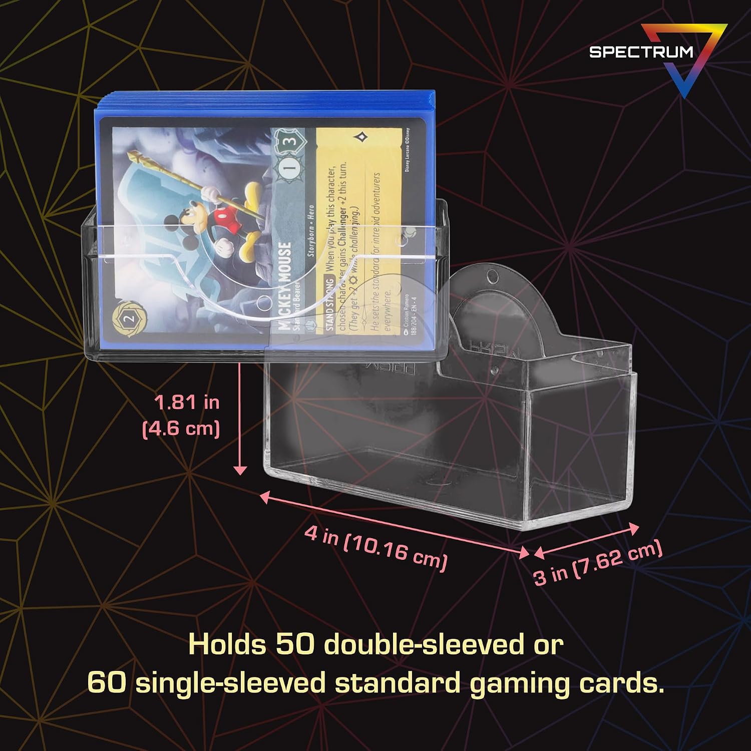 BCW Spectrum Prism Deck Case – Polished Translucent Finish (50 Count) | Secure Snap Closure Card Case | Holds 50 Double-Sleeved or 60 Single-Sleeved Cards | Horizontal Card Storage for TCGs