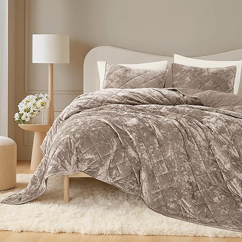 SHALALA - Juego de edredón de terciopelo de lujo tamaño King, ultra suave y ligero, juego de edredón de terciopelo de verano, colcha de gran tamaño