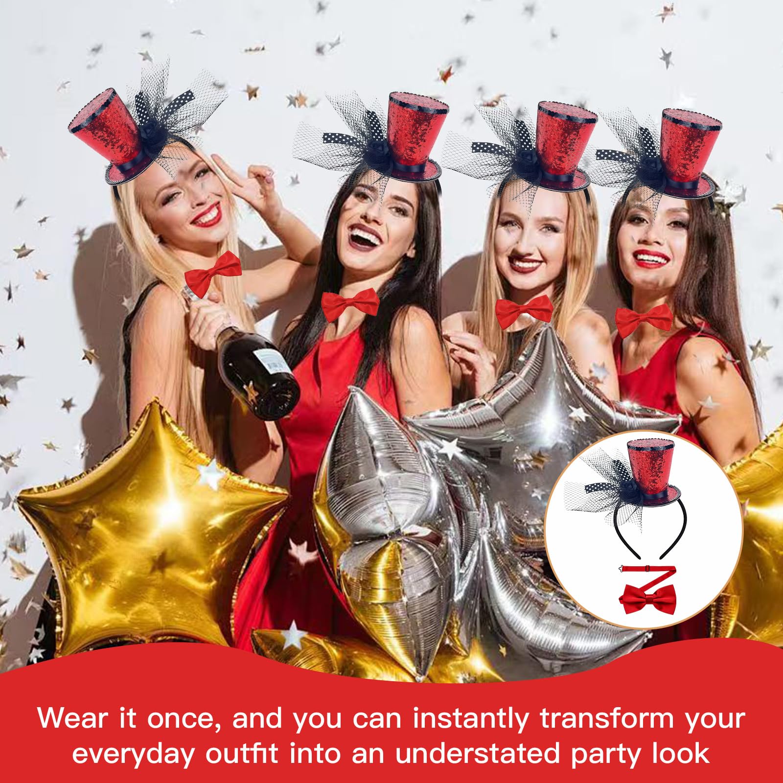 Mini sombrero de fiesta con banda para el cabello, adorno brillante de 19x8 cm, ideal para disfraces de Halloween, bodas y eventos retro, accesorio elegante para mujeres