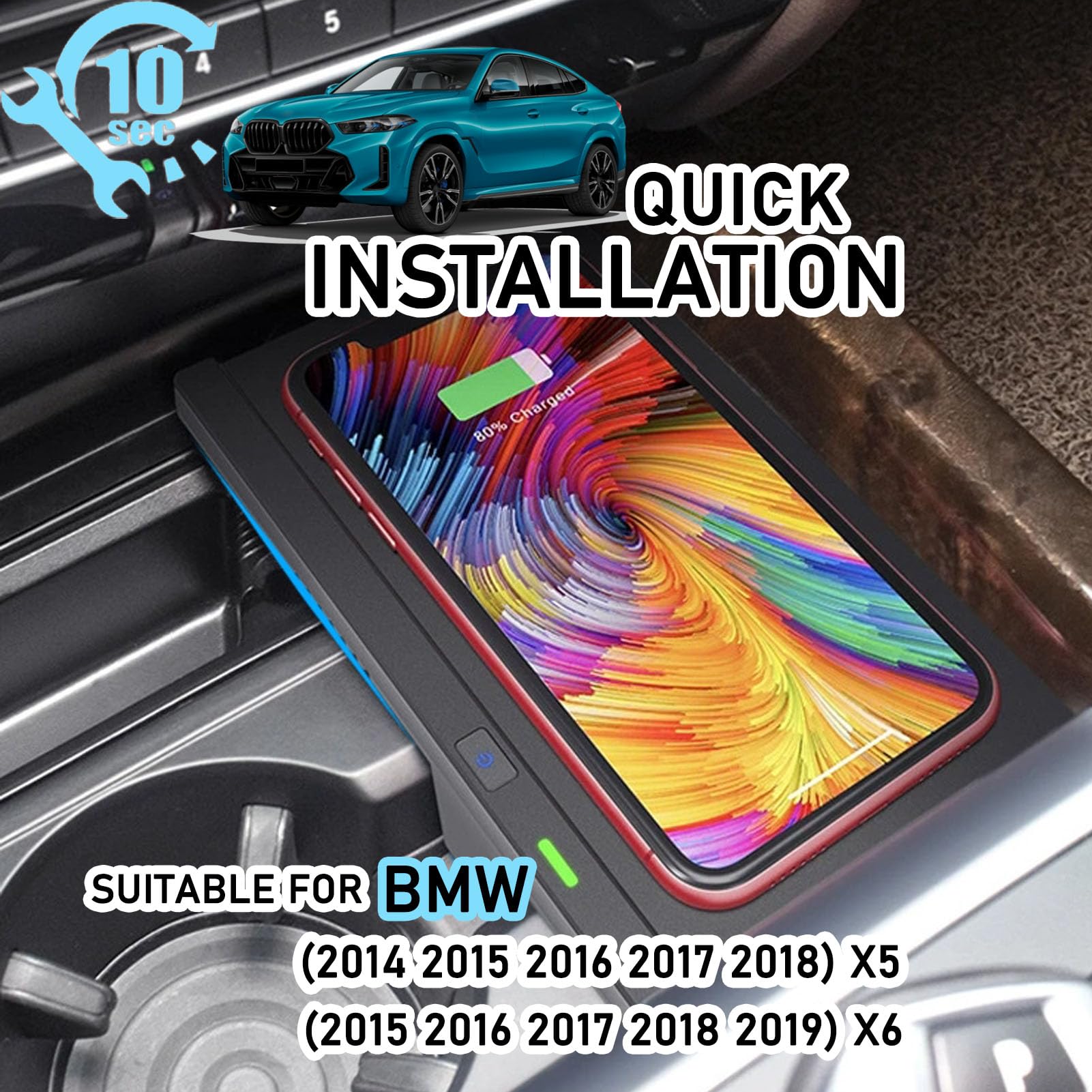 Caricabatterie Wireless per Auto 2023 Nuovo per B-MW X5 X6 Pannello Accessorio Console Centrale Regalo per la Famiglia