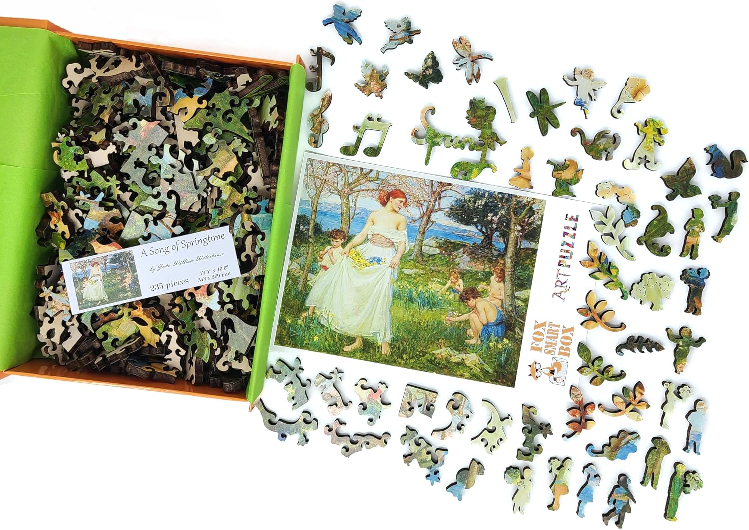 Wooden Jigsаw Puzzle for Adults - Uniquely Shaped Pieces - Made in The USA by FoxSmartBox - 235 Pieces - A Song of Springtime