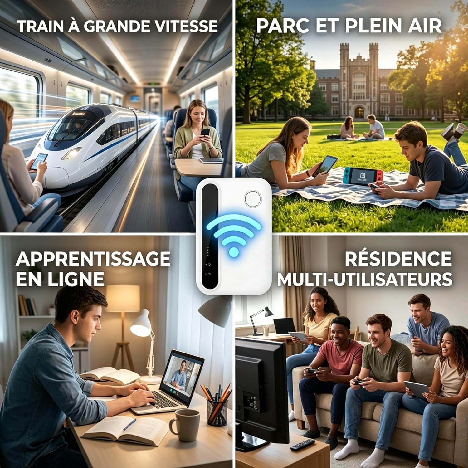 Routeur 5G Portable WiFi 6 Déverrouillé, Modem Mobile 5G/4G+ avec Emplacement SIM, Jusqu'à 25 Appareils Connectés, Internet Haut Débit Idéal pour Voyage, Camping et Télétravail