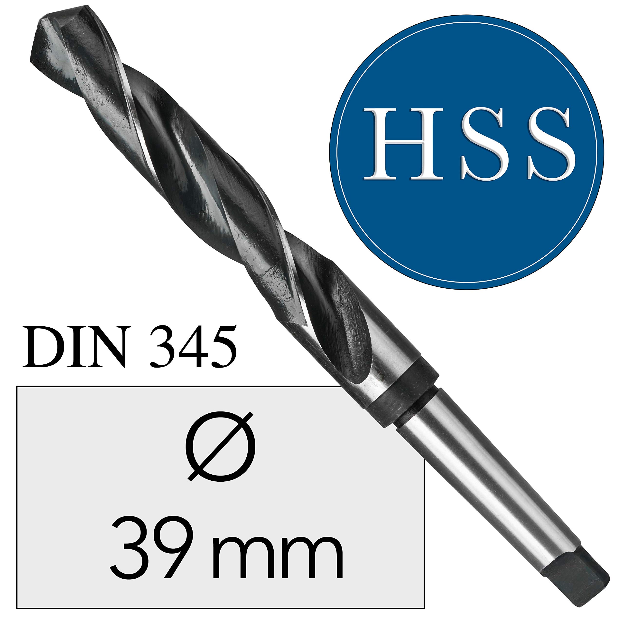 Broca en espiral para metal DIN 345 fresada y pulida alojamiento, con cono morse de acero (39)